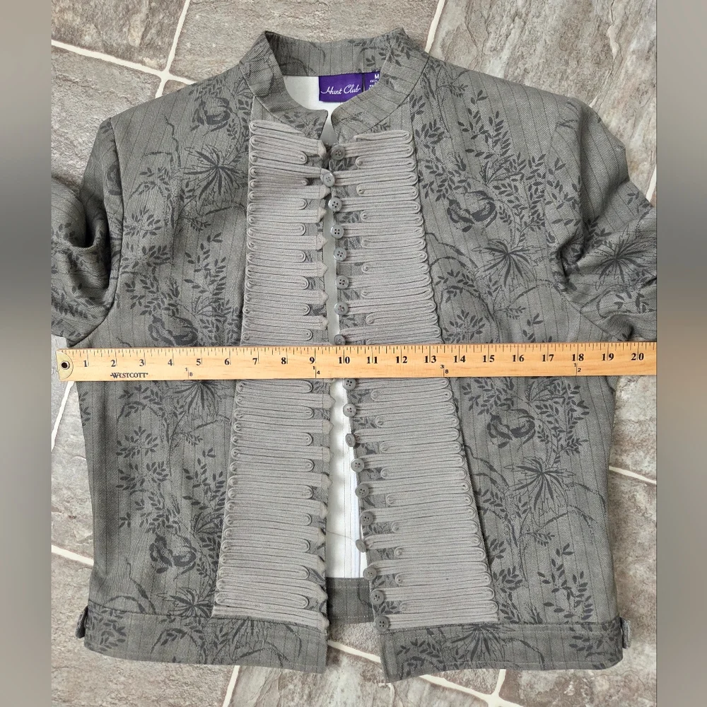 Hunt Club Charcoal Cotton Floral Military Blazer Jacket Women's Size Medium - Picture 11 of 16